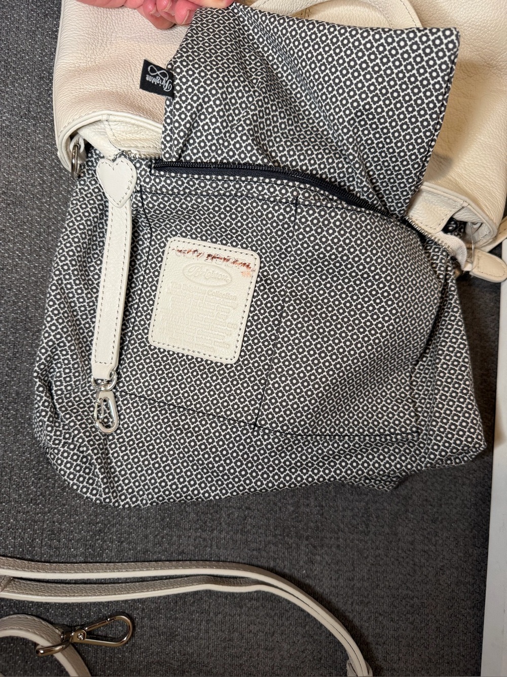 Brighton "Johnny Tall” Crème Leather & Croc embossed Convertible Crossbody Tote - Picture 10 of 12
